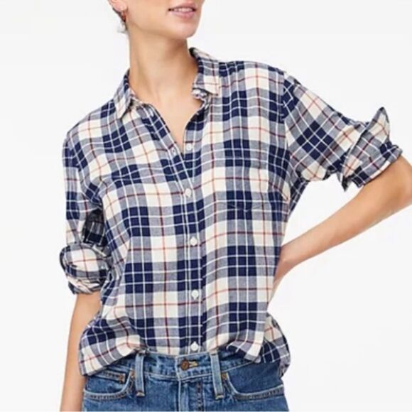 J Crew Flannel Shirt Size M - Picture 1 of 5